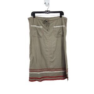 Neesh by DAR Women's Linen Blend Stripes A-line Midi Skirt - L